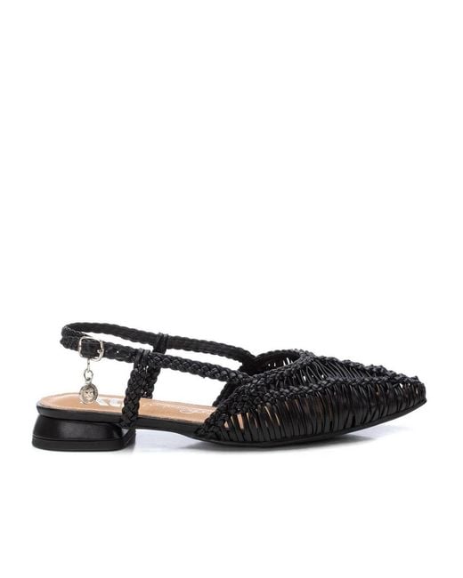 Xti Black Braided Slingback Flats By