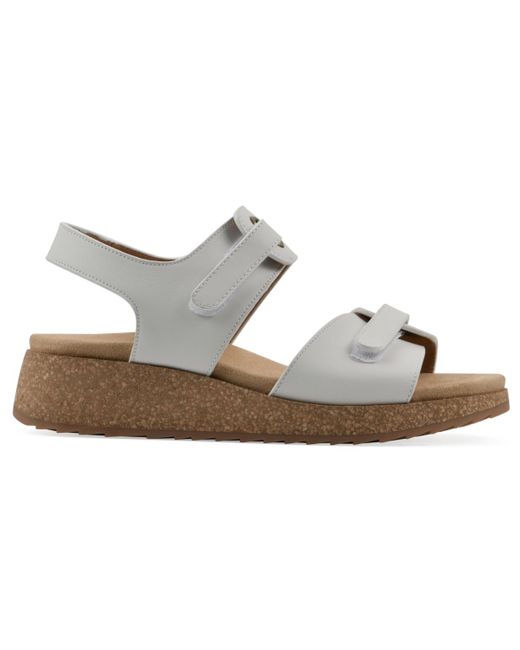 White Mountain White Gelato Round Toe Wedge Sandals