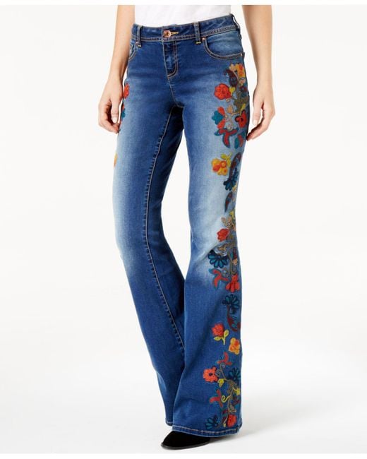 INC International Concepts Blue Curvy-fit Embroidered Bootcut Jeans