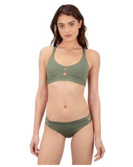 Hurley Green Max Solid Pull On Swim Top Swim Moderate Bottoms