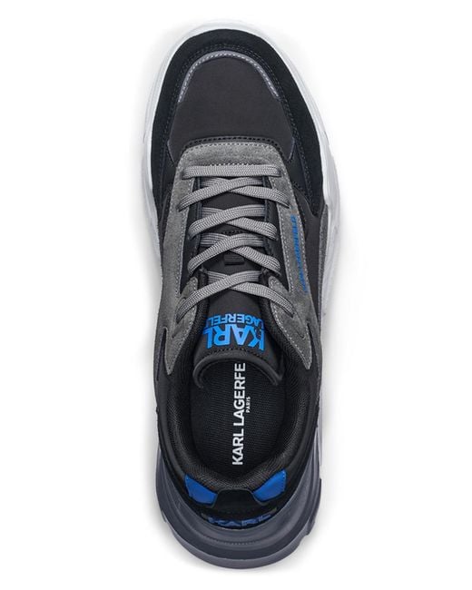 Karl Lagerfeld Blue Patent Detail Round Toe Runner Shoes for men