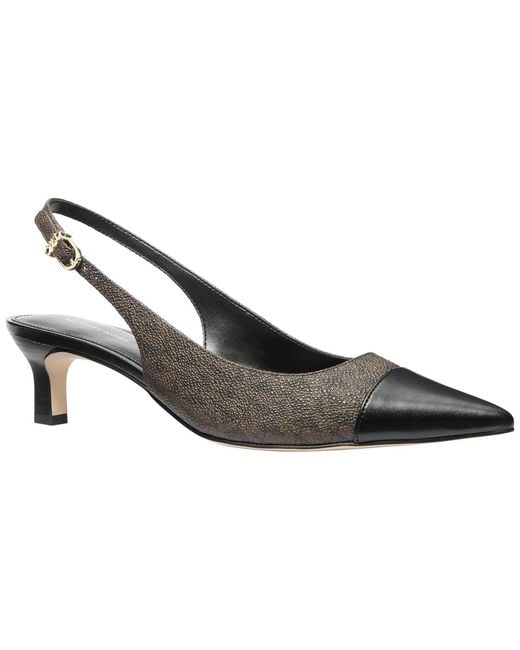 Michael Kors Metallic Pointed Toe Cap Slingback Pumps