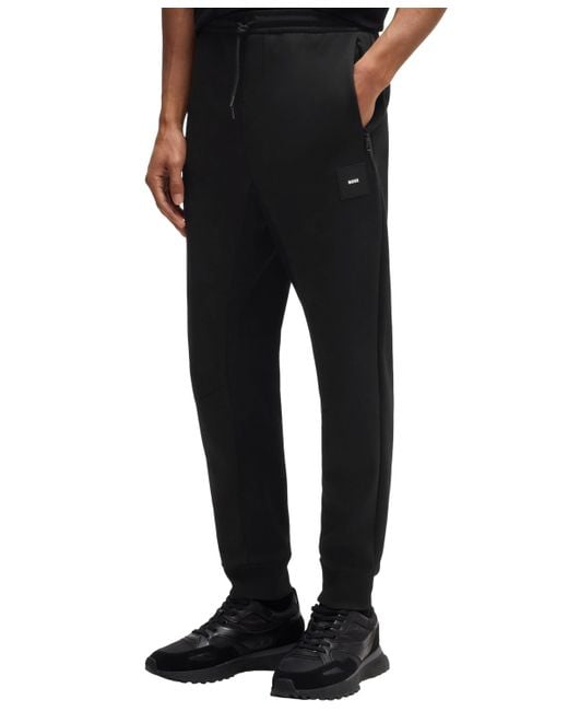 BOSS Men's Black Boss By Cotton-blend Tracksuit Bottoms