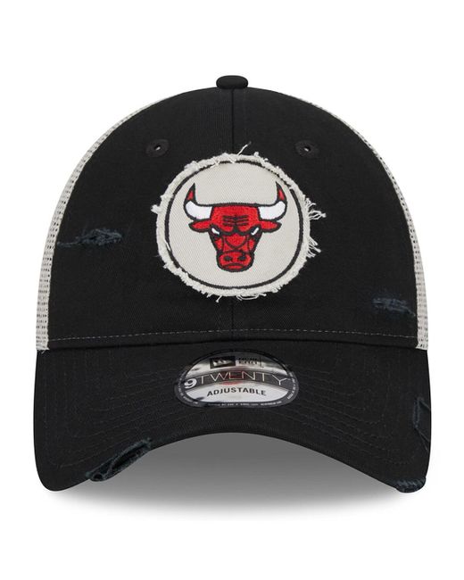 KTZ Black Chicago Bulls 2024 Nba All-star Game Rally Drive Distressed Patch 9twenty Trucker Adjustable Hat for men