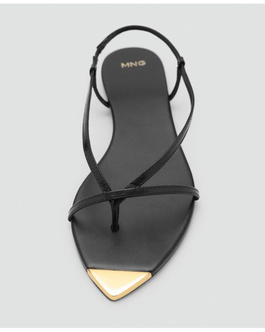 Mango White Strap And Contrasting Toe Leather Sandals