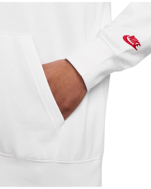 Nike White Club Pull-over French Terry Logo Hoodie for men