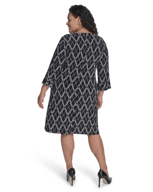Tommy Hilfiger Black Plus Size Bell-sleeve Shift Dress