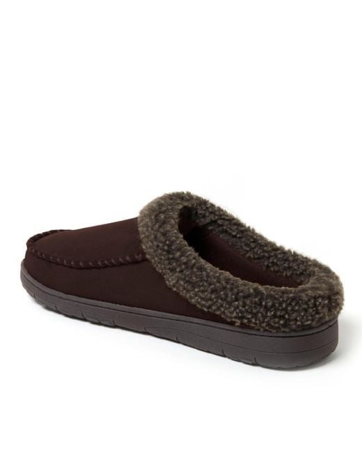 Dearfoams Brown Microsuede Moccasin Toe House Shoe Clog Slipper for men