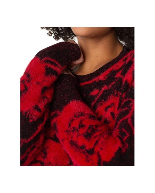 Liverpool Los Angeles Red Floral Crewneck Sweater