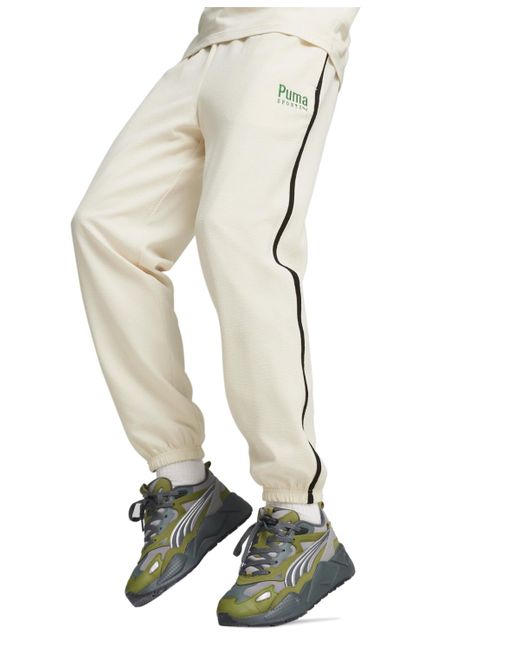 PUMA White Team Regular-fit Logo Embroidered Seersucker Track Pants for men