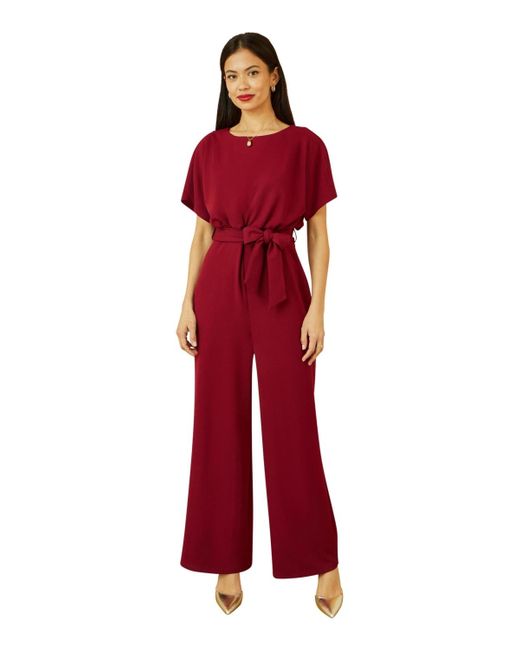 Yumi' Women's Red Batwing Stretch Jumpsuit