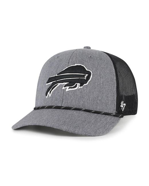 '47 Gray Heather Charcoal Buffalo Bills Carbon Rope Trucker Adjustable Hat