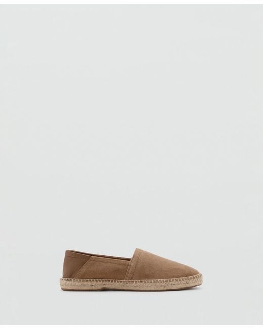 Mango Brown Solid Leather Espadrilles Loafers for men