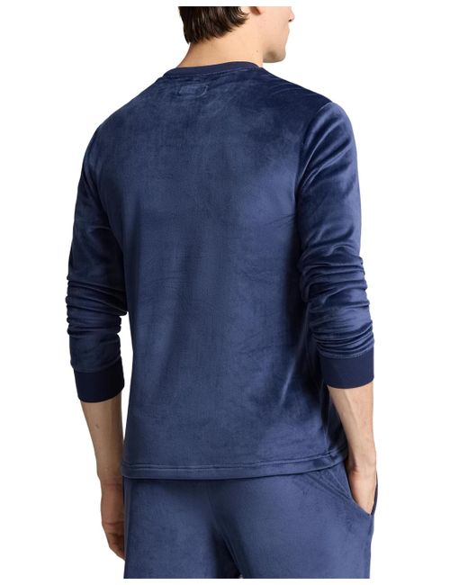 Polo Ralph Lauren Blue Velour Crewneck Pajama T-shirt for men