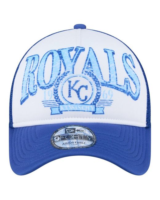 KTZ Blue Kansas City S Distressed 9forty A-frame Adjustable Trucker Hat for men