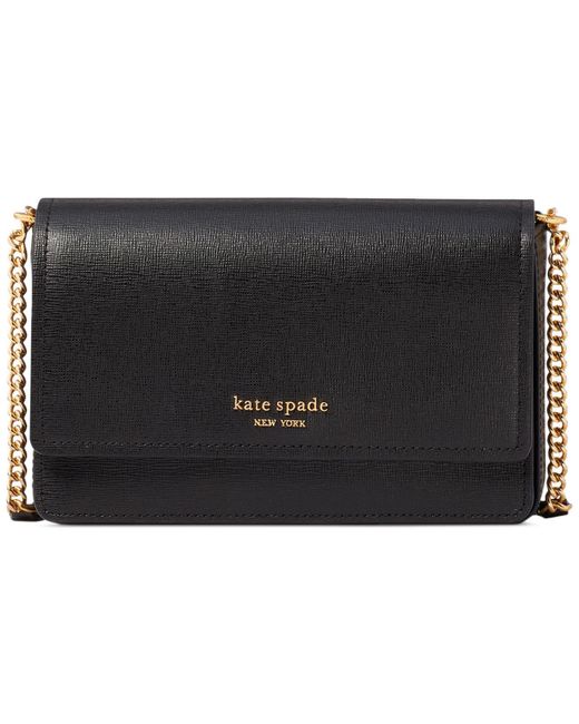 Kate Spade Saffiano Leather Flap Chain Wallet in Black Lyst