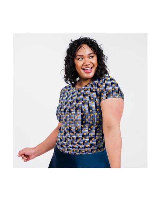 Calypsa Blue Plus Size Adele Swim Top