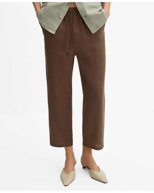 Mango Brown 100% Linen Pants