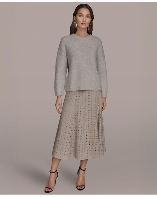 Donna Karan Gray Crewneck Oversized Sweater