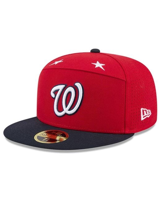KTZ Red/navy Washington Nationals 2025 Mlb All-star Game Side Patch 59fifty Fitted Hat for men