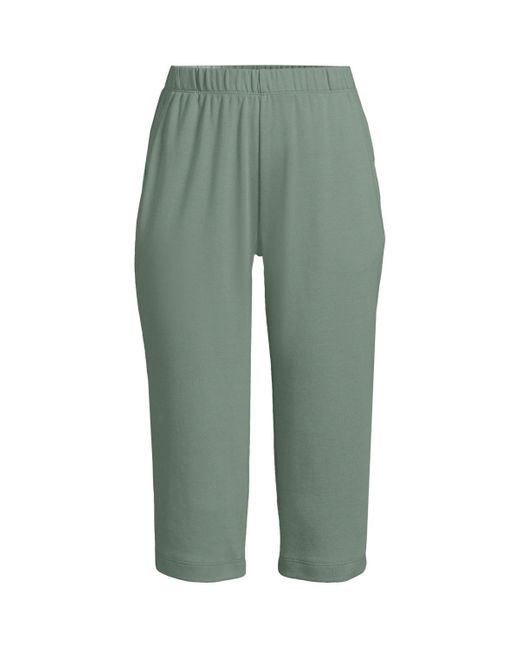 Lands' End Green Plus Size Sport Knit High Rise Elastic Waist Capri Pants