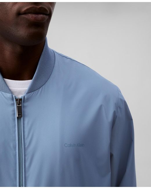 Calvin Klein Blue Logo-print Matte Bomber Jacket for men