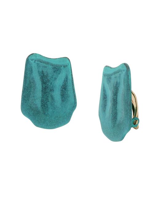 Robert Lee Morris Blue Turquoise Textured Petal Clip-on Earrings