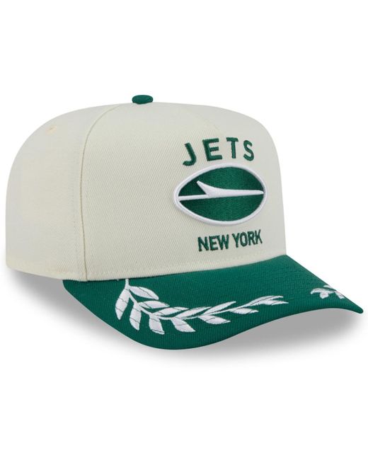 KTZ Cream/green New York Jets 2025 Nfl Draft A-frame 9fifty Snapback Hat for men