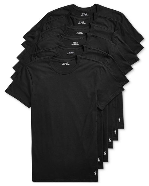 Polo Ralph Lauren Black 5+1 Free Bonus Classic-fit Crewneck Undershirts Pack for men