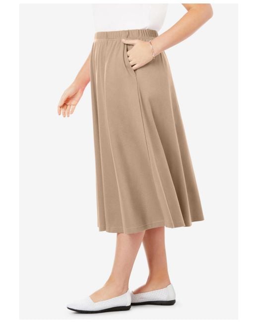 Woman Within Natural Within 7-day Knit A-line Skirt