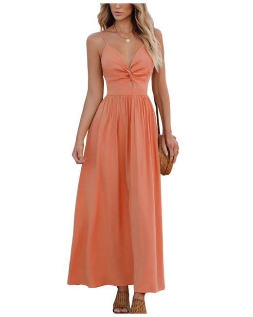 CUPSHE Red Front Twist & Keyhole Maxi Beach Dress