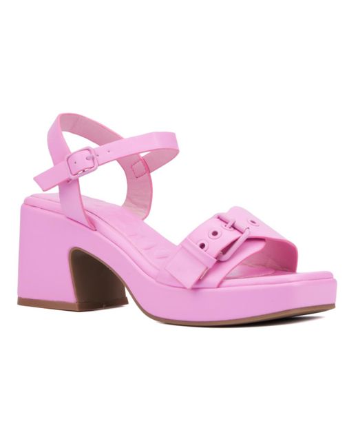 Olivia Miller Pink Slay Platform Heel Sandal