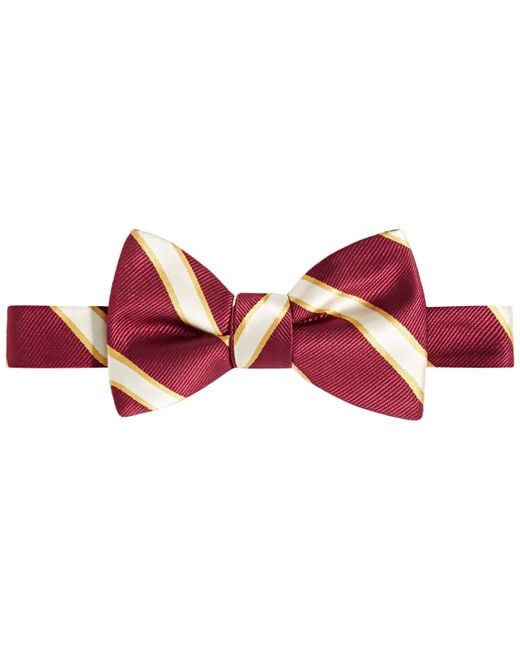 Tayion Collection Red Crimson & Cream Stripe Bow Tie for men