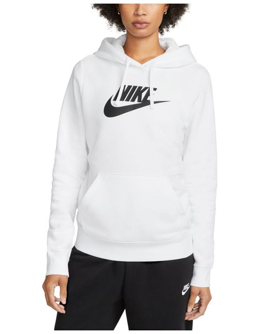 Nike White Sportswear Club Fleece Logo Pullover Hoodie