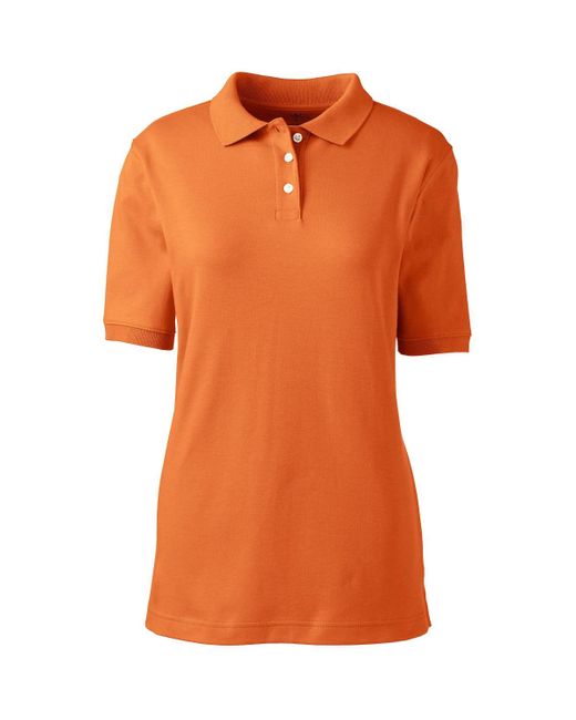 Lands' End Orange School Uniform Short Sleeve Interlock Polo Shirt