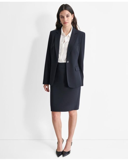 DKNY Blue Single-button-front Long-sleeve Jacket