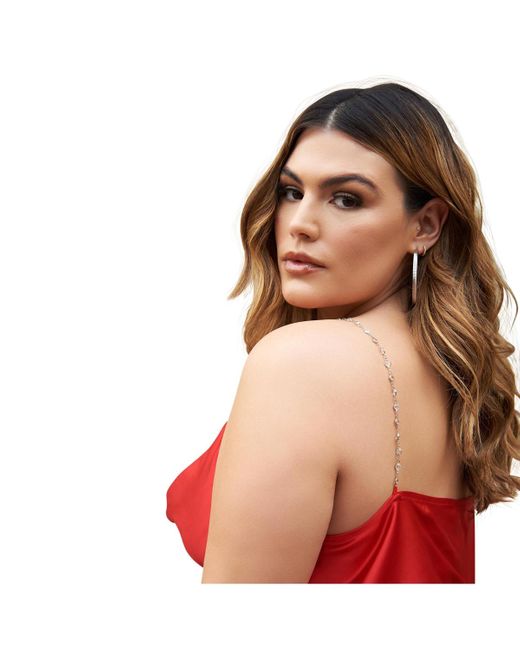 Rebdolls Red Plus Size Cowl Neck Top