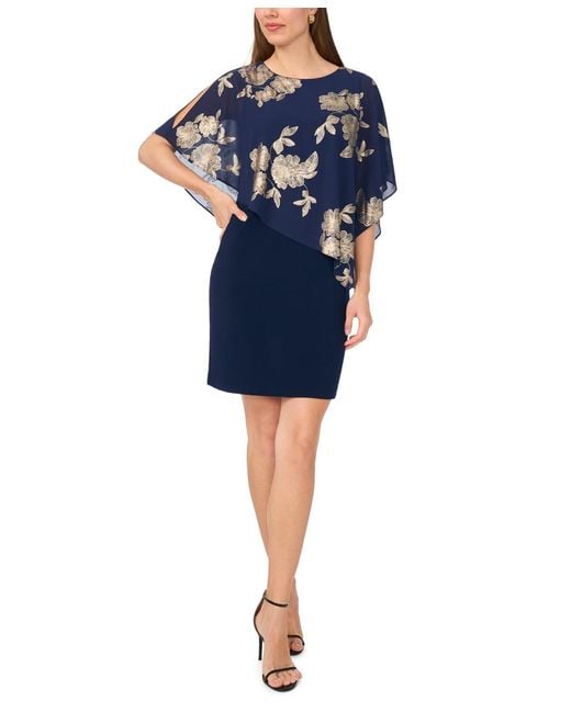 msk navy blue dress MSK Petite V-Neck Short-Sleeve Belted Jersey Midi Dress