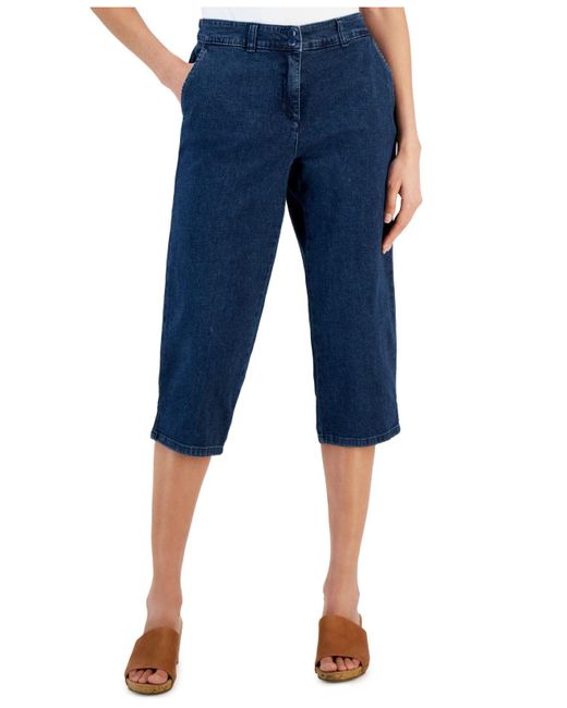 Karen Scott Denim Comfort Capri Pants, Created For Macy's in Blue | Lyst