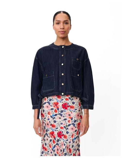 Masai Blue Cropped Button-front Jacket