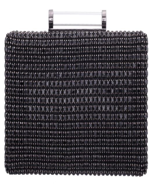Nina Black Mini Crystal Encrusted Minaudiere Lift Lock Clutch