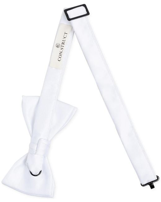 Con.struct White Satin Pre-tied Bow Tie for men