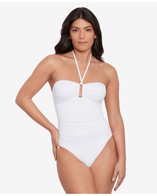 Lauren by Ralph Lauren White Ring Bandeau One-pice Swimsuit