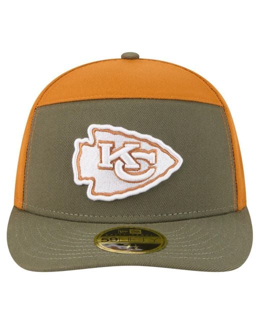 KTZ Green Â Olive/brown Kansas City Chiefs Two-tone Color Pack Split Panel 59fifty Fitted Hat for men