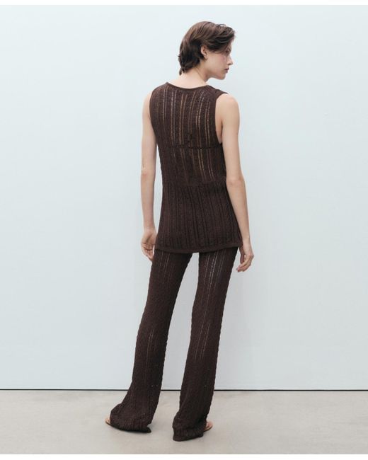 Mango White Openwork Bow Closure Knit Vest