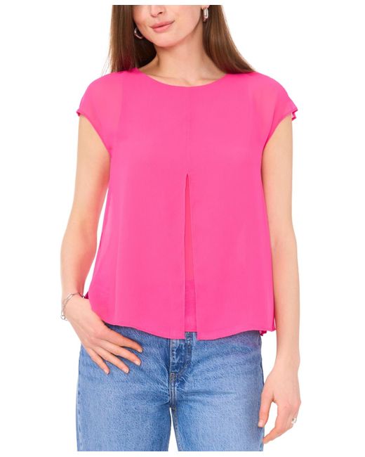 Vince Camuto Pink Cap-sleeve Overlay Top