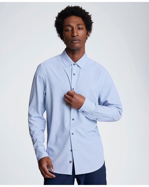 Kenneth Cole Men's Blue Slim Fit Point Collar Button-down Shirt