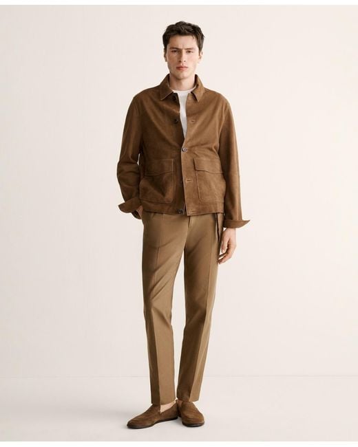 Mango Brown Leather Pockets Jacket for men