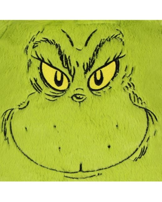 The Grinch Embroidered Smiling Face W/ 3d Hair Tuft Fuzzy Soft Mini ...