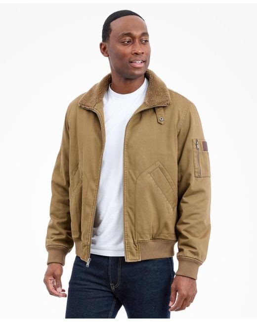 Lucky Brand Men's Natural Long Sleeves Flight Jacket